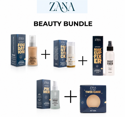 Zana Beauty Bundle | Makeup Fixer + Twin Cake + Foundation + Primer + Paint Stick